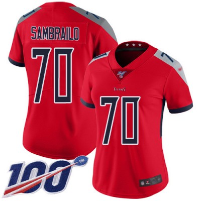 Nike Tennessee Titans #70 Ty Sambrailo Red Women's Stitched NFL Limited Inverted Legend 100th Season Jersey
